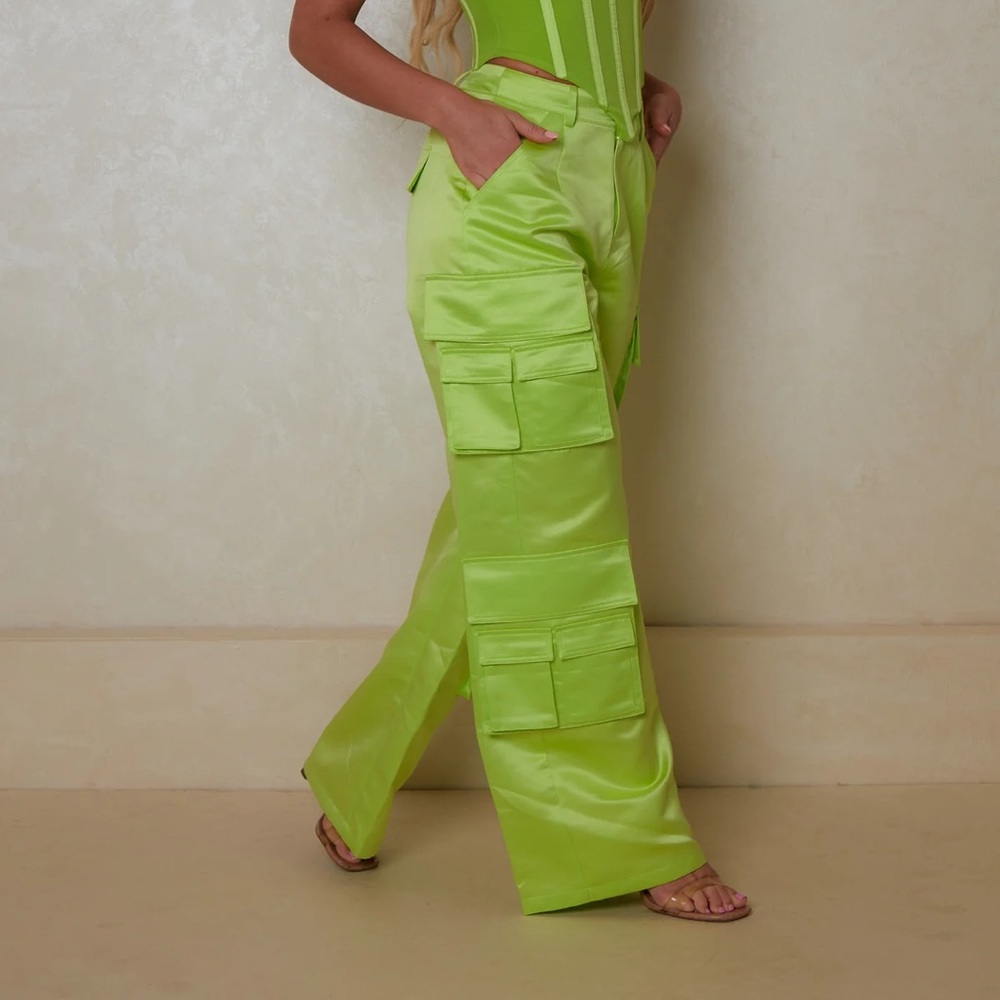 Lime cargo trousers